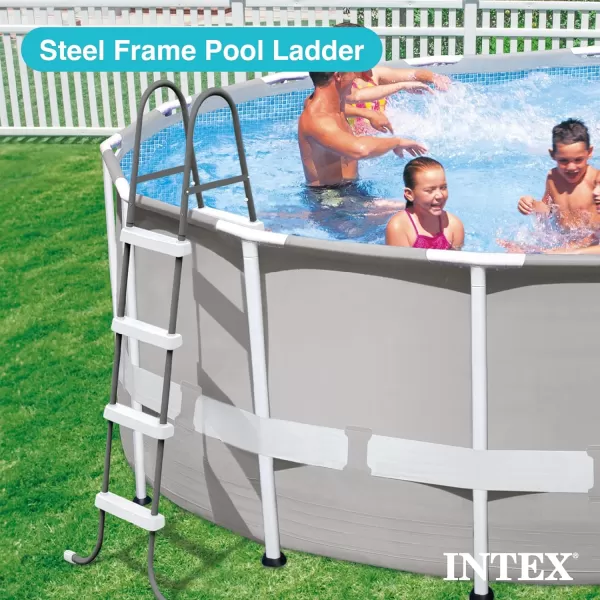 Intex Steel Frame Above Ground Swimming Pool EntryExit Ladder for 48quot High Wall Pools 300 Pound Capacity Accessory Only Pool Not IncludedPool Ladder