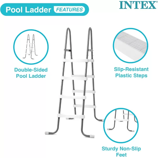 Intex Steel Frame Above Ground Swimming Pool EntryExit Ladder for 48quot High Wall Pools 300 Pound Capacity Accessory Only Pool Not IncludedPool Ladder