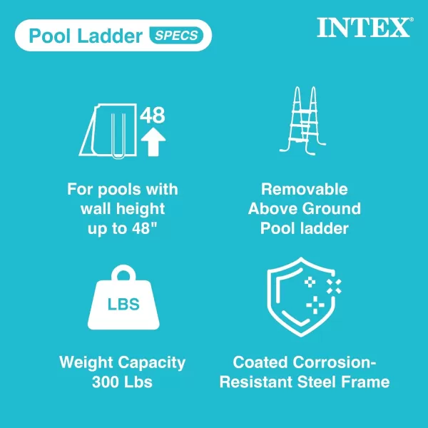 Intex Steel Frame Above Ground Swimming Pool EntryExit Ladder for 48quot High Wall Pools 300 Pound Capacity Accessory Only Pool Not IncludedPool Ladder