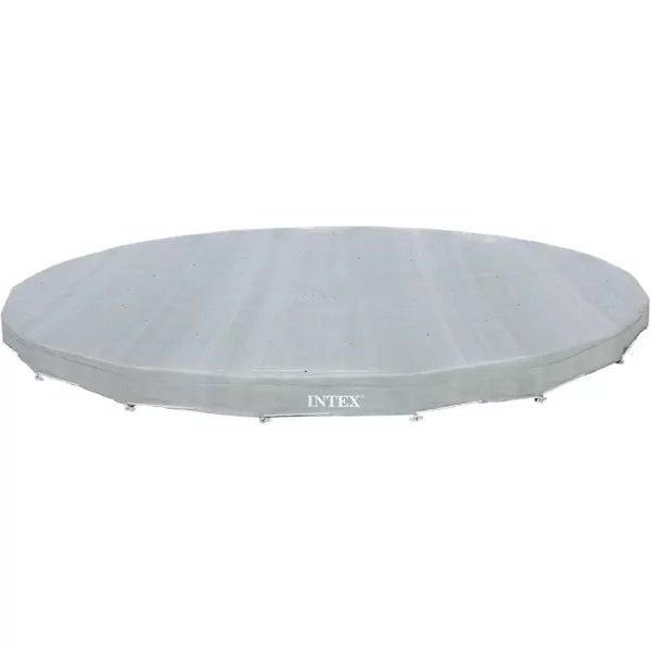 INTEX 28032E Pool Cover for 15ft Round Metal Frame Pools  Includes Rope Tie  Drain Holes  10in Overhang  Snug Fit18 ft