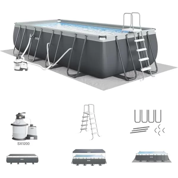 Intex 26355EH Ultra XTR Deluxe Rectangular Above Ground Swimming Pool Set 18ft x 9ft x 52in  Includes 1500 GPH Sand Filter Pump  SuperTough Puncture Resistant  Rust Resistant  Easy to Assemble18 x 9 x 52