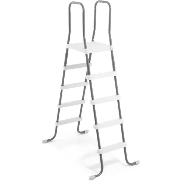 Intex 28067E Steel Frame 52quot Pool Entry Step Ladder with Secure NonSlip Steps for Above Ground Outdoor Swimming Pools SilverLadder