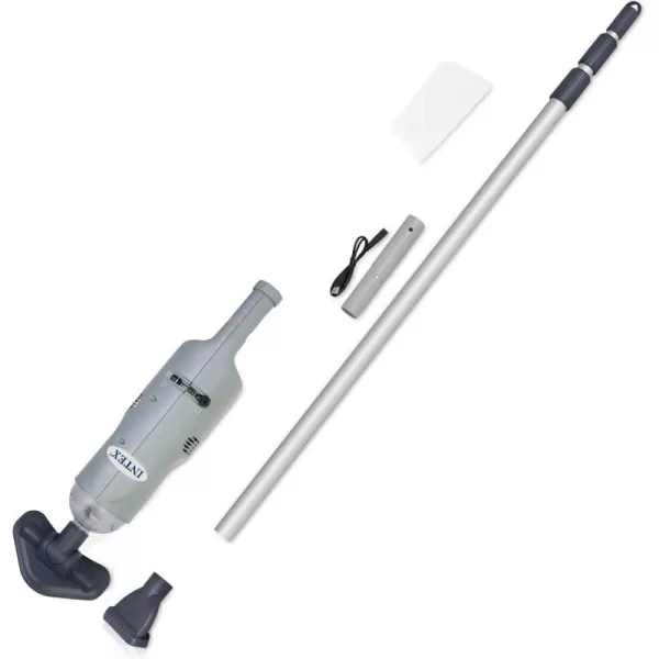 Intex Handheld Pool Vacuum Cleaner Rechargeable 94 Inch Telescoping Shaft and 2 Interchangeable Brush Heads for Above Ground Swimming Pool and SpaVacuum