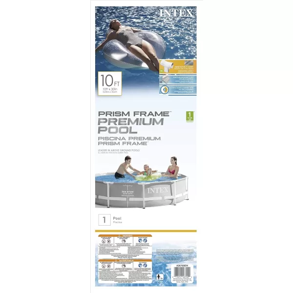 INTEX 26700EH Prism Frame Premium Above Ground Swimming Pool 10ft x 30in  SuperTough Puncture Resistant  Rust Resistant  Easy Assemble  1185 Gallon CapacityPool Only