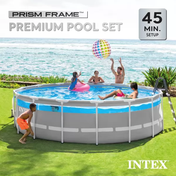 INTEX 26721EH Prism Frame Clearview Above Ground Swimming Pool Set 14ft x 42in  Includes 1000 GPH Cartridge Filter Pump  SuperTough Puncture Resistant  Rust Resistant  3357 Gallon Capacity16 x 48