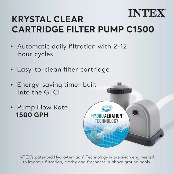 INTEX 26721EH Prism Frame Clearview Above Ground Swimming Pool Set 14ft x 42in  Includes 1000 GPH Cartridge Filter Pump  SuperTough Puncture Resistant  Rust Resistant  3357 Gallon Capacity16 x 48