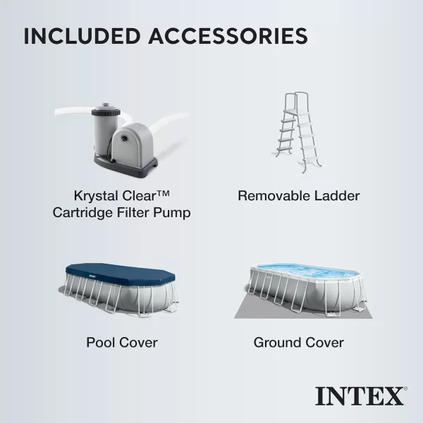 INTEX 26797EH Prism Frame Premium Oval Above Ground Swimming Pool Set 20ft x 10ft x 48in  Includes 1500 GPH Cartridge Filter Pump  Removable Ladder  Pool Cover  Ground Cloth20 x 10 x 48