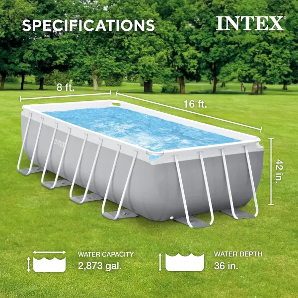 INTEX 26797EH Prism Frame Premium Oval Above Ground Swimming Pool Set 20ft x 10ft x 48in  Includes 1500 GPH Cartridge Filter Pump  Removable Ladder  Pool Cover  Ground Cloth16 x 8 x 42