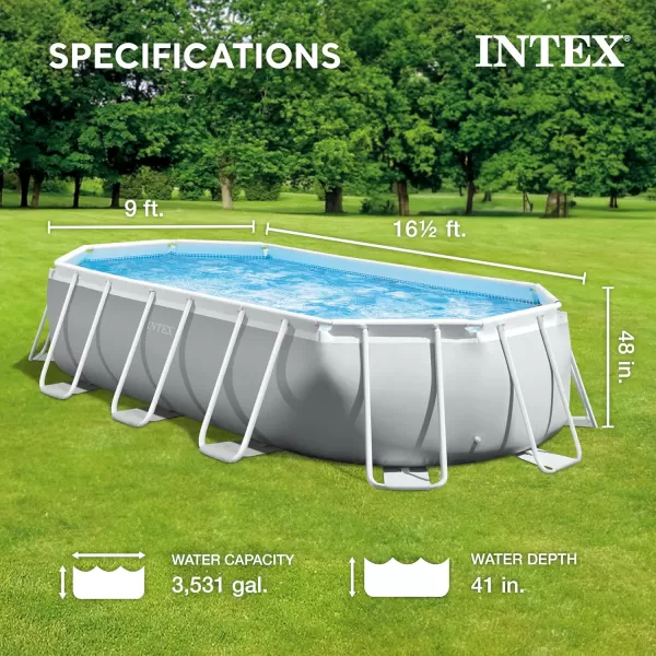 INTEX 26797EH Prism Frame Premium Oval Above Ground Swimming Pool Set 20ft x 10ft x 48in  Includes 1500 GPH Cartridge Filter Pump  Removable Ladder  Pool Cover  Ground Cloth165 x 9 x 48