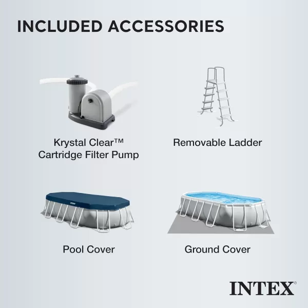 INTEX 26797EH Prism Frame Premium Oval Above Ground Swimming Pool Set 20ft x 10ft x 48in  Includes 1500 GPH Cartridge Filter Pump  Removable Ladder  Pool Cover  Ground Cloth165 x 9 x 48