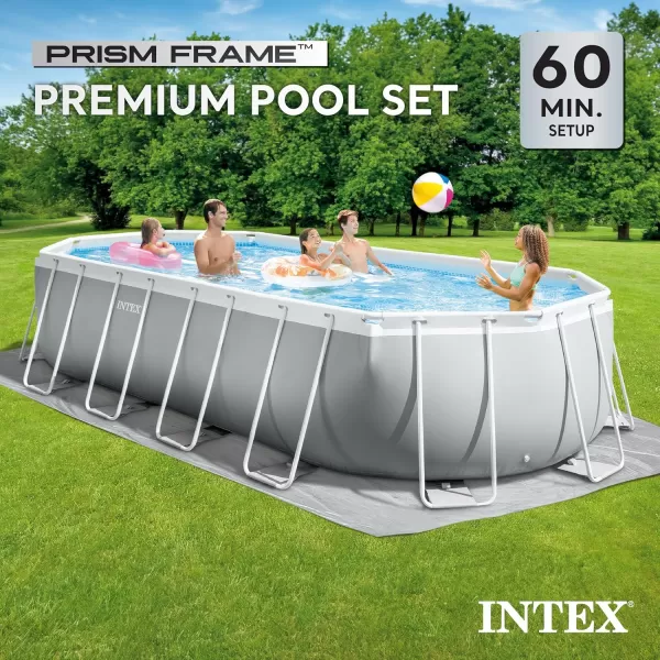 INTEX 26797EH Prism Frame Premium Oval Above Ground Swimming Pool Set 20ft x 10ft x 48in  Includes 1500 GPH Cartridge Filter Pump  Removable Ladder  Pool Cover  Ground Cloth20 x 10 x 48