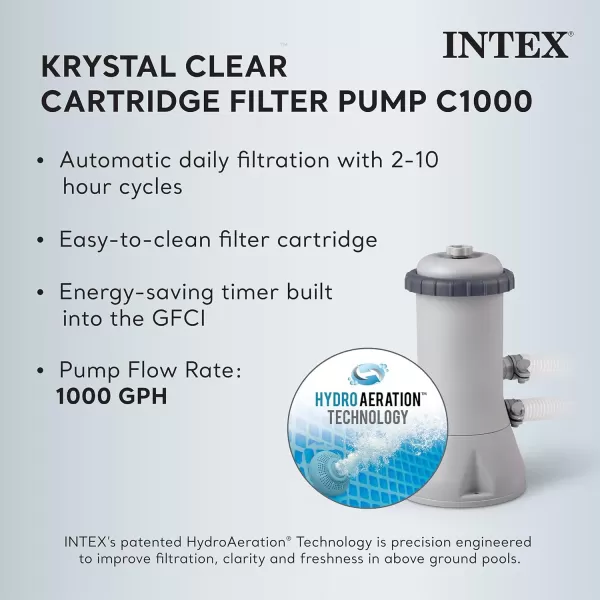 INTEX 26797EH Prism Frame Premium Oval Above Ground Swimming Pool Set 20ft x 10ft x 48in  Includes 1500 GPH Cartridge Filter Pump  Removable Ladder  Pool Cover  Ground Cloth16 x 8 x 42