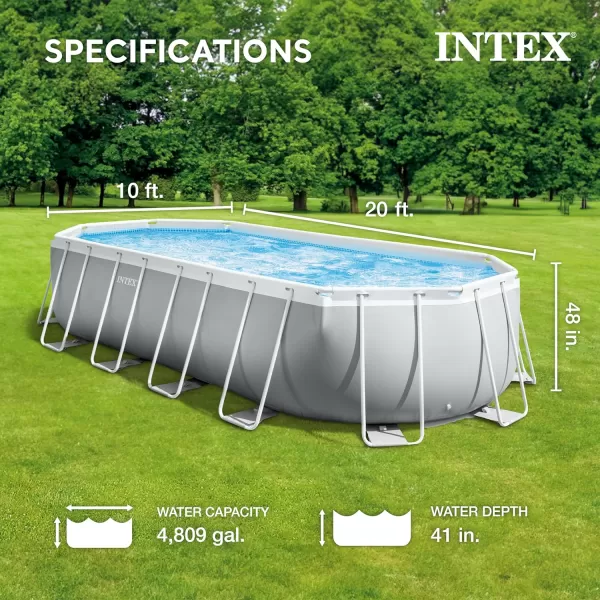 INTEX 26797EH Prism Frame Premium Oval Above Ground Swimming Pool Set 20ft x 10ft x 48in  Includes 1500 GPH Cartridge Filter Pump  Removable Ladder  Pool Cover  Ground Cloth20 x 10 x 48