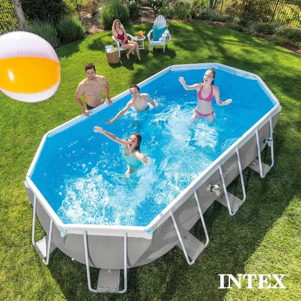 INTEX 26797EH Prism Frame Premium Oval Above Ground Swimming Pool Set 20ft x 10ft x 48in  Includes 1500 GPH Cartridge Filter Pump  Removable Ladder  Pool Cover  Ground Cloth20 x 10 x 48