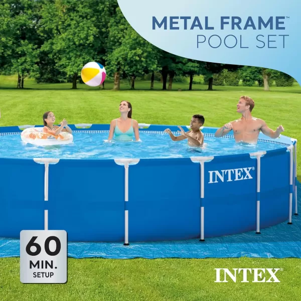 INTEX 28253EH Metal Frame Above Ground Swimming Pool Set 18ft x 48in  Includes 1500 GPH Cartridge Filter Pump  Removable Ladder  Pool Cover  Ground Cloth18 x 48