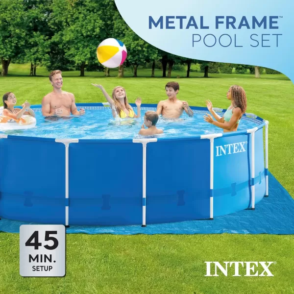 INTEX 28253EH Metal Frame Above Ground Swimming Pool Set 18ft x 48in  Includes 1500 GPH Cartridge Filter Pump  Removable Ladder  Pool Cover  Ground Cloth15 x 48