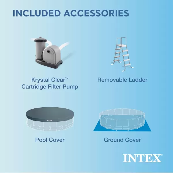 INTEX 28253EH Metal Frame Above Ground Swimming Pool Set 18ft x 48in  Includes 1500 GPH Cartridge Filter Pump  Removable Ladder  Pool Cover  Ground Cloth18 x 48