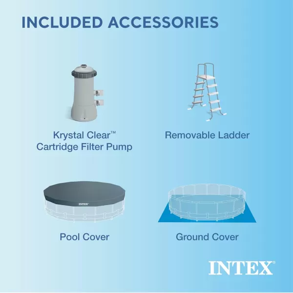 INTEX 28253EH Metal Frame Above Ground Swimming Pool Set 18ft x 48in  Includes 1500 GPH Cartridge Filter Pump  Removable Ladder  Pool Cover  Ground Cloth15 x 48