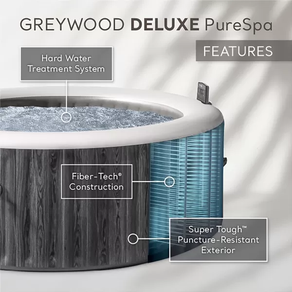 INTEX 28439EP PureSpa Greywood Deluxe Inflatable Spa Set Includes Energy Efficient Spa Cover  Spa Control App  Wireless Control Panel  4 Person Capacity  77quot x 28quot4 Person