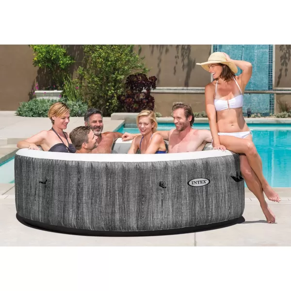 INTEX 28439EP PureSpa Greywood Deluxe Inflatable Spa Set Includes Energy Efficient Spa Cover  Spa Control App  Wireless Control Panel  4 Person Capacity  77quot x 28quot6 Person