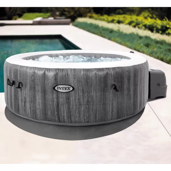 INTEX 28439EP PureSpa Greywood Deluxe Inflatable Spa Set Includes Energy Efficient Spa Cover  Spa Control App  Wireless Control Panel  4 Person Capacity  77quot x 28quot6 Person