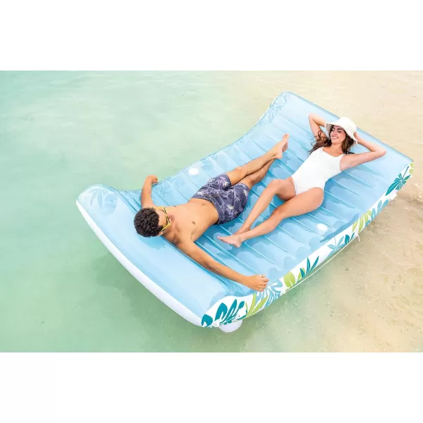 INTEX 56294EP Inflatable Tropical Canopy Lounge Detachable Fabric Sunshade  Builtin Cup Holders  Rope Ties  440lb Weight Capacity  88quot x 59quot x 65quot