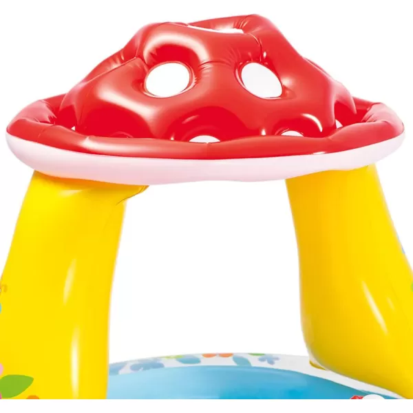 INTEX 57114EP Mushroom Baby Pool BuiltIn Mushroom Shade  Soft Inflatable Floor  Durable Vinyl  Ages 13  40quot x 35quot