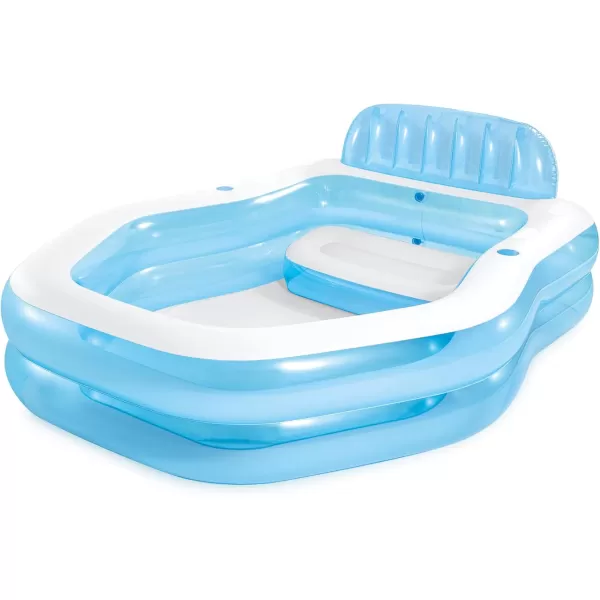 INTEX 57186EP Swim Center Sunshade Inflatable Family Pool 140 Gallon Capacity  90quot x 75quot x 53quot  Blue