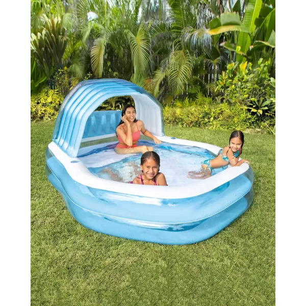 INTEX 57186EP Swim Center Sunshade Inflatable Family Pool 140 Gallon Capacity  90quot x 75quot x 53quot  Blue