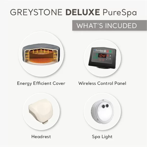 INTEX PureSpa Greystone Deluxe Inflatable Hot Tub with with Builtin FastFill Inflation System Spa Control App and 4 Person Capacity 83quot x 28quot4 Person