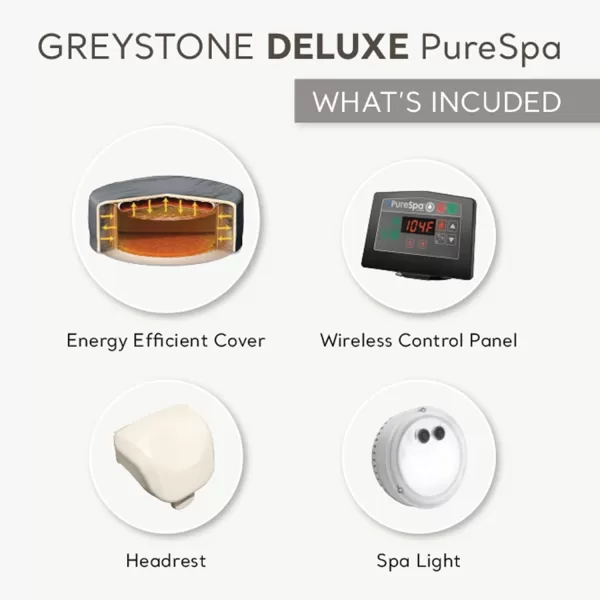 INTEX PureSpa Greystone Deluxe Inflatable Hot Tub with with Builtin FastFill Inflation System Spa Control App and 4 Person Capacity 83quot x 28quot6 Person