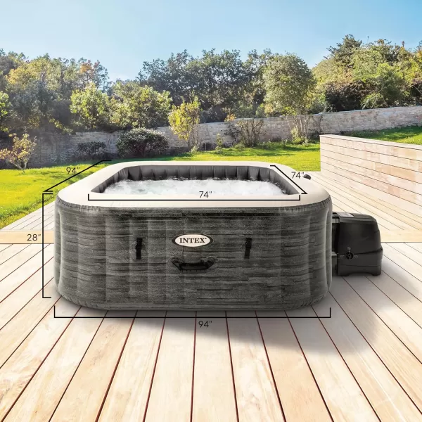 INTEX PureSpa Greystone Deluxe Inflatable Hot Tub with with Builtin FastFill Inflation System Spa Control App and 4 Person Capacity 83quot x 28quot6 Person
