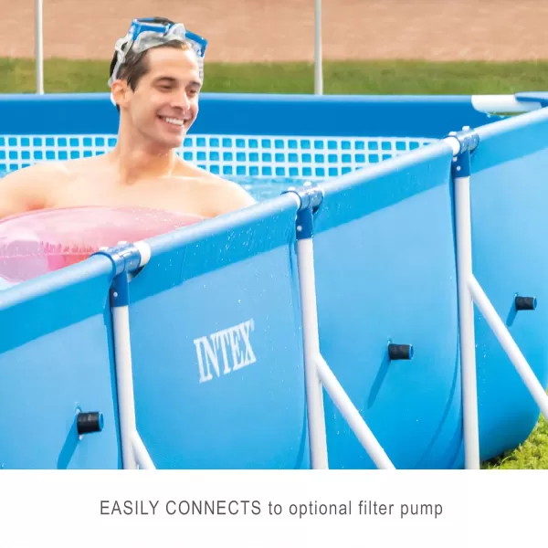 Intex 1475 x 86quot x 33quot Rectangular Frame Above Ground Outdoor Backyard Swimming Pool with Flow Control Valve for Quick Draining Blue14 9 x 7 3 x 33