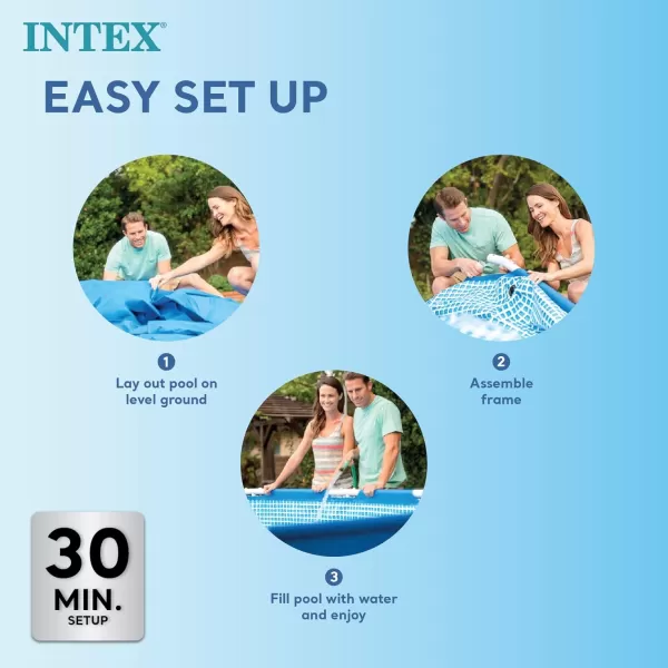 Intex 1475 x 86quot x 33quot Rectangular Frame Above Ground Outdoor Backyard Swimming Pool with Flow Control Valve for Quick Draining Blue8 6 x 5 3 x 25