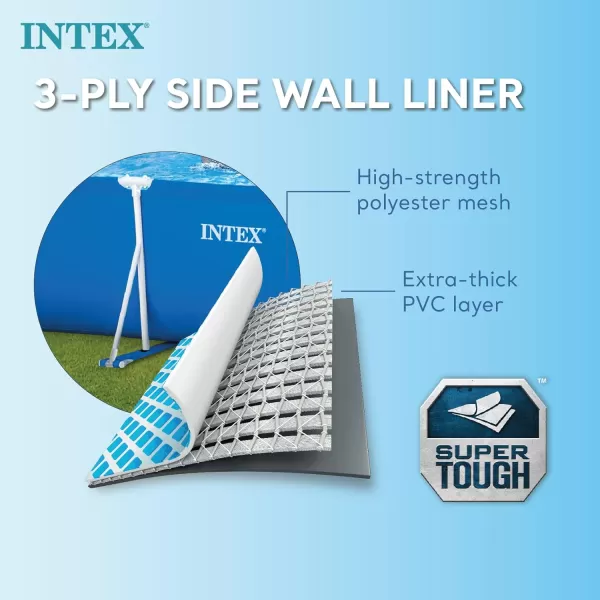 Intex 1475 x 86quot x 33quot Rectangular Frame Above Ground Outdoor Backyard Swimming Pool with Flow Control Valve for Quick Draining Blue8 6 x 5 3 x 25