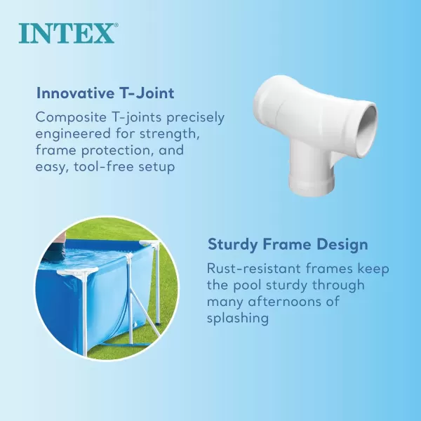 Intex 1475 x 86quot x 33quot Rectangular Frame Above Ground Outdoor Backyard Swimming Pool with Flow Control Valve for Quick Draining Blue8 6 x 5 3 x 25