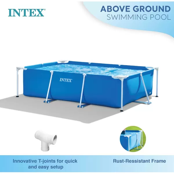 Intex 1475 x 86quot x 33quot Rectangular Frame Above Ground Outdoor Backyard Swimming Pool with Flow Control Valve for Quick Draining Blue8 6 x 5 3 x 25