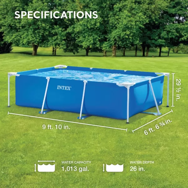 Intex 1475 x 86quot x 33quot Rectangular Frame Above Ground Outdoor Backyard Swimming Pool with Flow Control Valve for Quick Draining Blue9 10 x 6 7 x 295