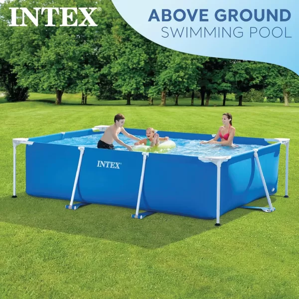 Intex 1475 x 86quot x 33quot Rectangular Frame Above Ground Outdoor Backyard Swimming Pool with Flow Control Valve for Quick Draining Blue9 10 x 6 7 x 295