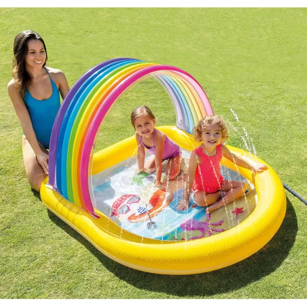 Intex 22Gallon Rainbow Arch Kiddie Pool Yellow for Toddlers Ages 2 ampamp Up