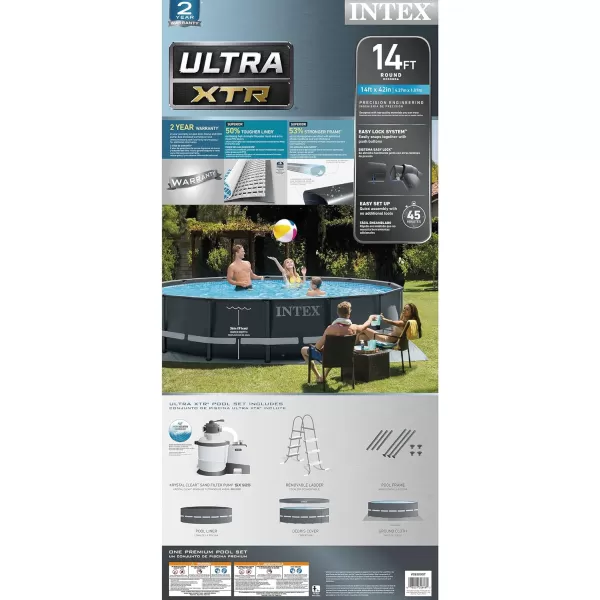 Intex 26325EH Ultra XTR Deluxe Above Ground Swimming Pool Set 16ft x 48in  Includes 1500 GPH Cartridge Sand Filter Pump  SuperTough Puncture Resistant  Rust Resistant  Easy to Assemble14 x 42
