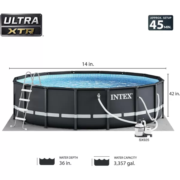 Intex 26325EH Ultra XTR Deluxe Above Ground Swimming Pool Set 16ft x 48in  Includes 1500 GPH Cartridge Sand Filter Pump  SuperTough Puncture Resistant  Rust Resistant  Easy to Assemble14 x 42