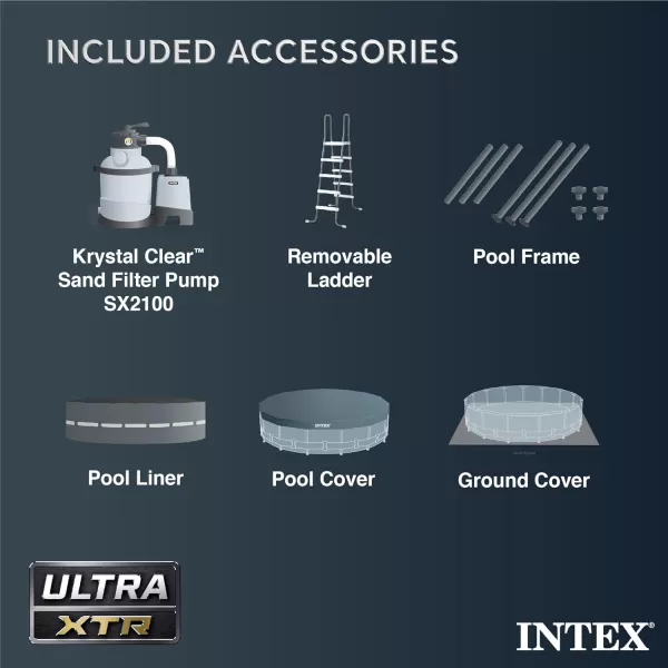 Intex 26325EH Ultra XTR Deluxe Above Ground Swimming Pool Set 16ft x 48in  Includes 1500 GPH Cartridge Sand Filter Pump  SuperTough Puncture Resistant  Rust Resistant  Easy to Assemble20 x 48