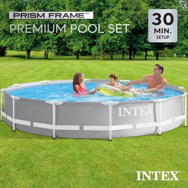 Intex 26710EH Prism Frame Premium Above Ground Swimming Pool 12ft x 30in  SuperTough Puncture Resistant  Rust Resistant  Easy Assemble  1718 Gallon Capacity  Pool Only12 x 30