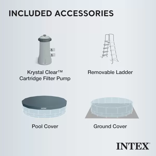 Intex 26723EH Prism Frame Premium Above Ground Swimming Pool Set 15ft x 42in  Includes 1000 GPH Cartridge Filter Pump  Removable Ladder  Pool Cover  Ground Cloth14 x 42