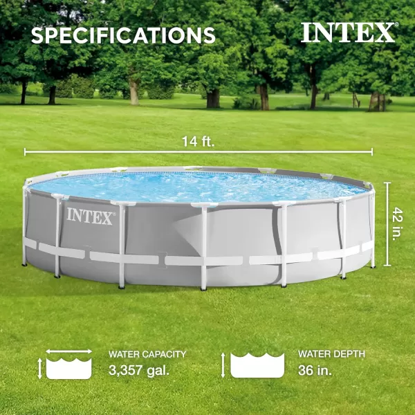 Intex 26723EH Prism Frame Premium Above Ground Swimming Pool Set 15ft x 42in  Includes 1000 GPH Cartridge Filter Pump  Removable Ladder  Pool Cover  Ground Cloth14 x 42