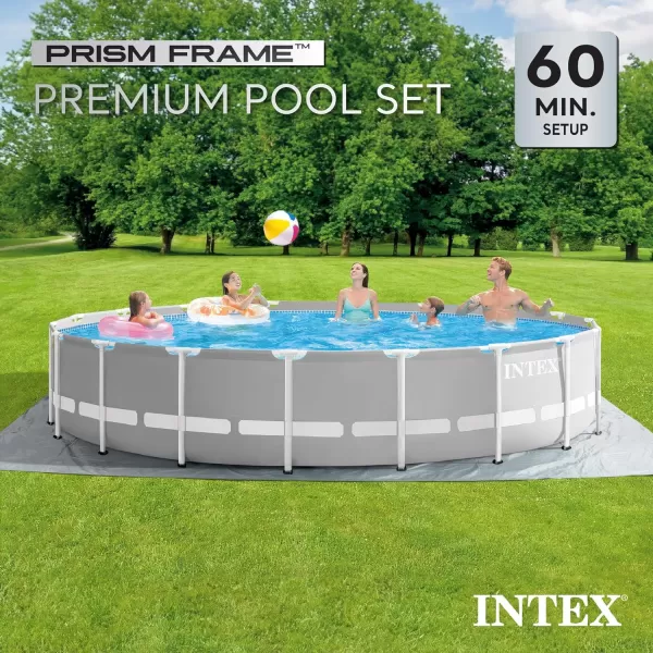 Intex 26723EH Prism Frame Premium Above Ground Swimming Pool Set 15ft x 42in  Includes 1000 GPH Cartridge Filter Pump  Removable Ladder  Pool Cover  Ground Cloth20 x 52