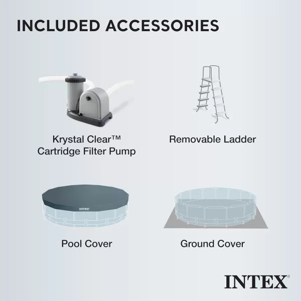 Intex 26723EH Prism Frame Premium Above Ground Swimming Pool Set 15ft x 42in  Includes 1000 GPH Cartridge Filter Pump  Removable Ladder  Pool Cover  Ground Cloth18 x 48
