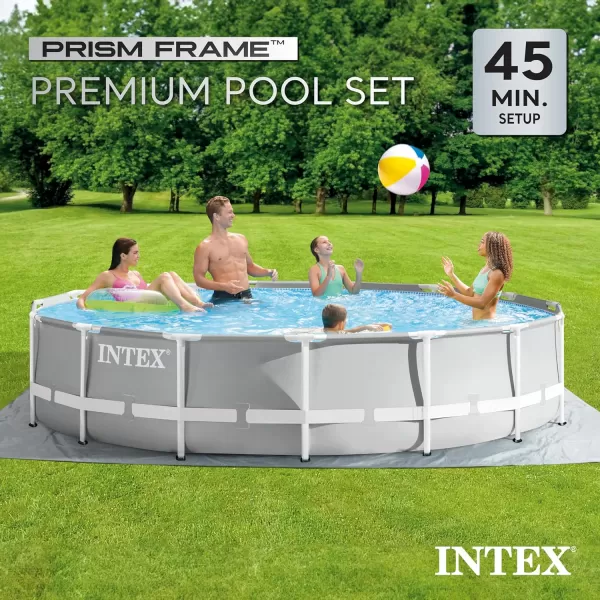 Intex 26723EH Prism Frame Premium Above Ground Swimming Pool Set 15ft x 42in  Includes 1000 GPH Cartridge Filter Pump  Removable Ladder  Pool Cover  Ground Cloth15 x 42