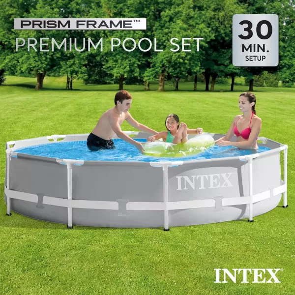 Intex 26723EH Prism Frame Premium Above Ground Swimming Pool Set 15ft x 42in  Includes 1000 GPH Cartridge Filter Pump  Removable Ladder  Pool Cover  Ground Cloth10 x 30